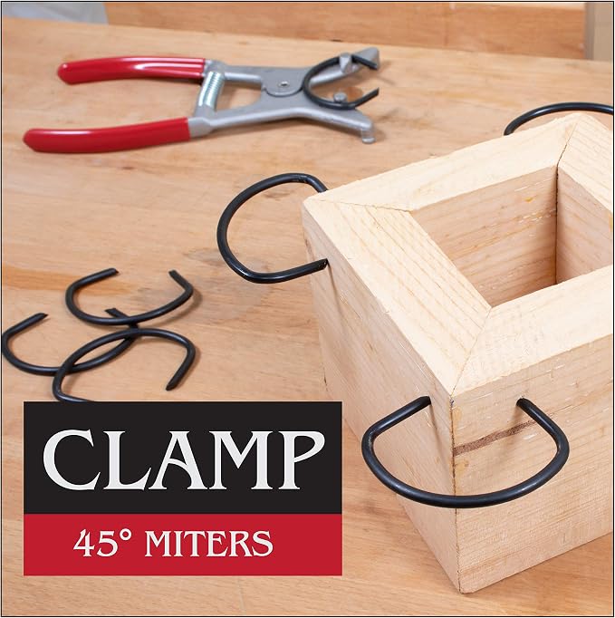 Peachtree Woodworking Supply Spring Miter Clamp 25 Piece Set with 24 Assorted Size Spring Clamps and 1 Easy to Load Spring Tensioned Pliers for Woodworking Frames, Moulding & 45 Degree Corner Clamping