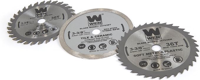 WEN 4.2-Amp 3-3/8-Inch Plunge Cut Compact Circular Saw with Laser, Carrying Case, and Three Blades (36704)