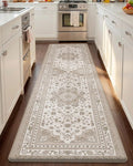 Color&Geometry Kitchen Floor Mats Anti Fatigue, Cushioned Boho Rugs,Waterproof Non Slip Kitchen Runner for Sink, Standing Mats for Office,24"x87",Beige(2.0 Version)