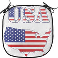 Lunarable Americana Chair Cushion Pad, USA Map Flag Stars Stripes National History American Illustration, Seat Padding for Kitchen & Patio with Anti-Slip Backing, 16"x16", Red White Blue