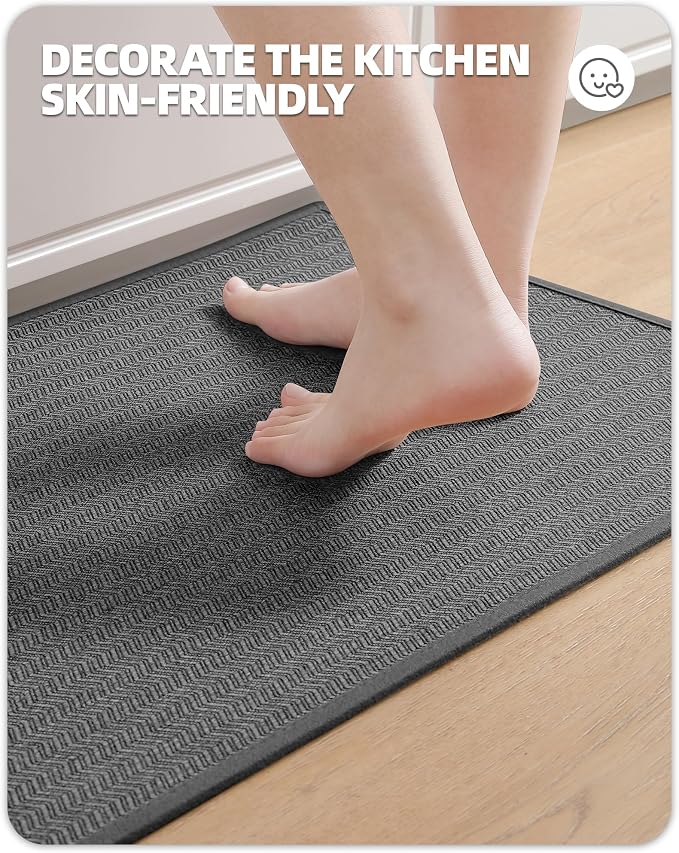 Color&Geometry Kitchen Rugs Kitchen Mats for Floor, 17"X59" Dark Grey Kitchen Rugs Non Slip Washable with Rubber Backing, Quick Dry, Low Pile, Easy Clean Kitchen Runner Rug Kitchen Sink Mat