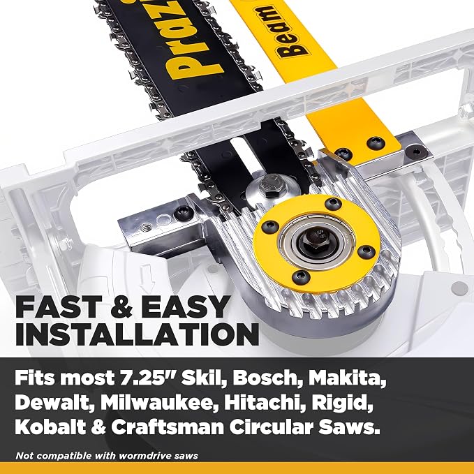 Prazi 12" Beam Cutter Attachment for Circular Saws – For 7-1/4" Circular Saws, Non-Worm Drive – Increase Cut Depth from 2-1/2” to 12”