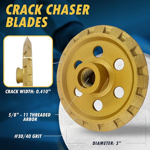 3.5" Crack Chaser Blade for Cured Concrete, Asphalt Repair or Joint Widen, Continuous Rim, 0.410" Width, 5/8"-11 Arbor