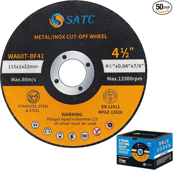 S SATC 4 1/2 Cut Off Wheel 50 PCS Cutting Wheels Angle Grinder Cutting Disc Ultra Thin Metal & Stainless Steel