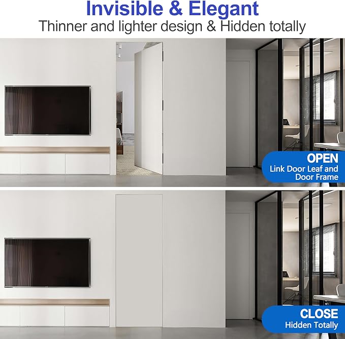 2Kits 6 inch Stainless Steel Hidden Door Hinges -Invisible Hinges for Doors, 180 Degree Swing Concealed Door Hinges, 3 Way Adjustable for Heavy Duty (Black