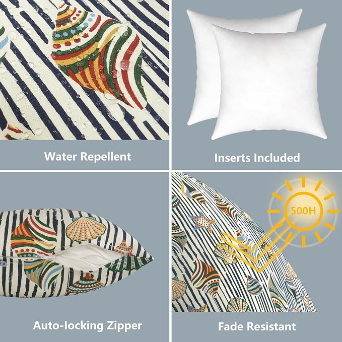LVTXIII Outdoor Pillows 20x20 Inch, 2 Pack Large Decorative Square Throw Pillows with Inserts for Couch, Bed, Floor Seating, Patio Furniture, Cabana Shells