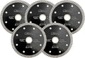 SHDIATOOL Super Thin Diamond Turbo Blade 5PCS 4 Inch Cutting Porcelain Ceramic Tile Granite Dia 105mm