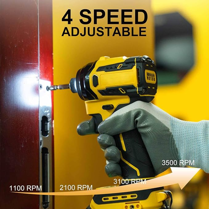 1/4-Inch Impact Driver Compatible with Dewalt 20V 60V Max Battery (Tool Only), 2212 in-lbs Torque, 4-Speed, Brushless Motor, LED Light