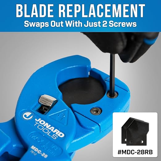 Jonard Tools MDC-28 Pipe and Tube Cutter for Plastic Tubes and Fiber Ducts, Up to 1.1" (28 mm)