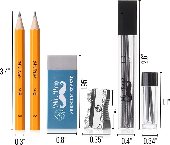 Mr. Pen- Professional Geometry Set, 15 pcs, Drafting Tools with Protractor, Compass, Metal Ruler, Triangles, Pens & Pencils, Complete Geometry & Drafting Kit for Architects, Engineers & Students