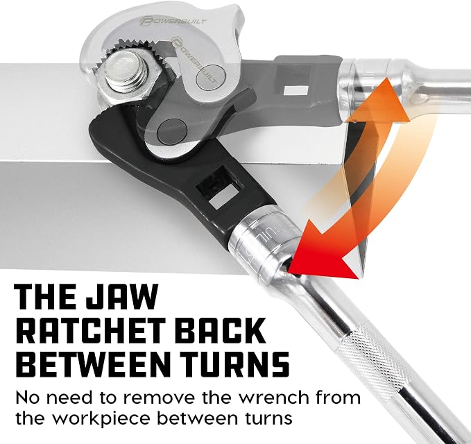 Powerbuilt 2 Piece Spring-Loaded Crowfoot Wrench Set, Adjustable, Auto Size, Universal, Self-Adjusting, Power Grip , Rapid Wrench- 240274