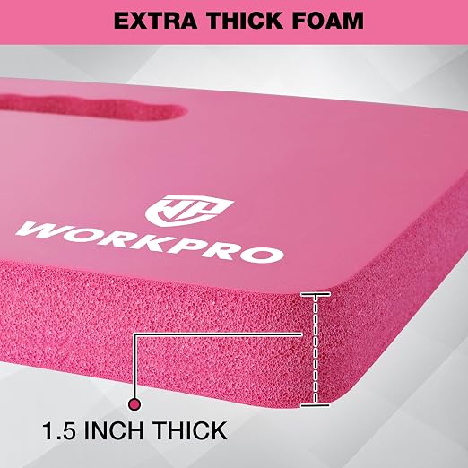 WORKPRO Extra Thick Kneeling Pad, 2-Pack, Soft NBR Foam Cushioning for Knee, Large Foam Kneeler Mat for Gardening, Bathing Baby, Exercise, Workout Supplies, 17.5 x 11 x 1.5 in, Pink