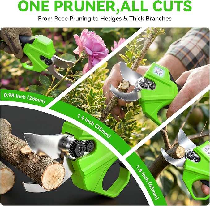 BUYJOY 2-in-1 Mini Chainsaw & Electric Pruning Shears, 1.8" Cutting Capacity, 8 Inch Cordless Chainsaw with 2 x 4.0Ah Batteries, Battery Powered Branch Cutter for Tree Trimming and Garden Pruning