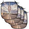 Lunarable Americana Chair Cushion Pads Set of 4, Historic New Mexico U.S 66 Route Sign Roadway Driving Roadside Scenery, Anti-Slip Seat Padding for Kitchen & Patio, 16"x16", Multicolor Dust Blue