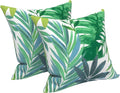 LVTXIII Outdoor Throw Pillows 16x16 Inch, Set of 2 Square Decorative Pillows with Inserts for Patio Furniture, Porch Chair, Garden Sofa, Islamorada Blue Green