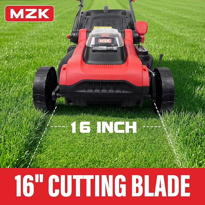 MZK 40V 16" Electric Lawn Mower, 2-in-1 Brushless Cordless Lawn Mower, Walk-Behind Push Mowers with 5-Position Height Adjustment, 2 x 4.0Ah Batteries & Charger Included