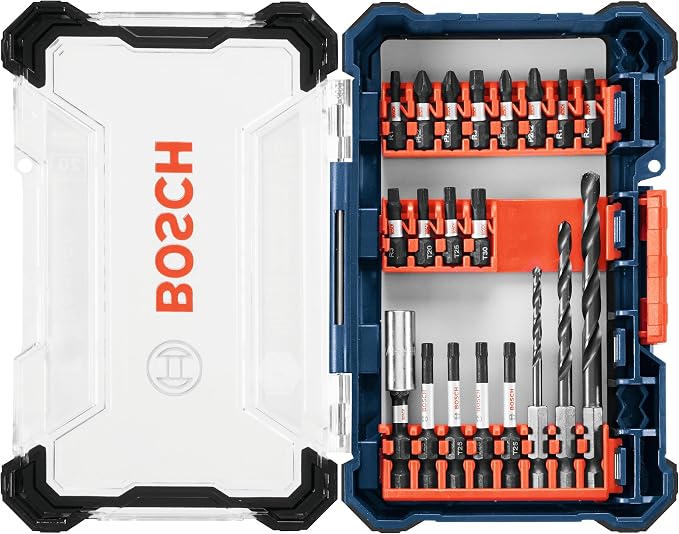 BOSCH DDMS20 20-Piece Assorted Impact Tough Drill Drive Custom Case System Set for Drilling and Driving Applications