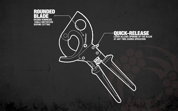 Southwire Cable Cutter Tool - Ratcheting Action for Smooth, Controlled Cuts - Hardened Steel Blades - Molded Grip - Cuts Copper & Aluminum Wire - 750 MCM Capacity