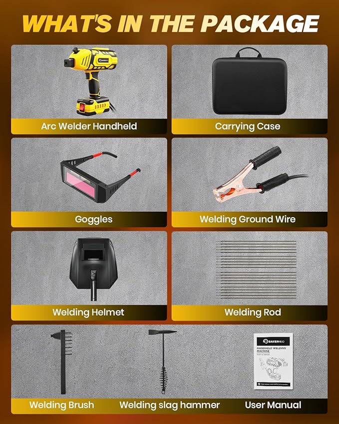 Portable Handheld Welding Machine 110V with IGBT Inverter, 5-Level Adjustable Current 20-120A, Compact Lightweight Design for Stick Welder, DIY Projects, and Professional Use (YELLOW)