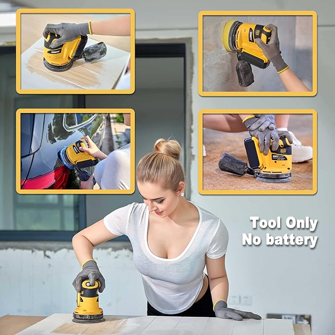 Random Orbital Sander for DEWALT 20v Battery, 5-Inch Variable Speed Orbital Hand Sander with Dust Collector for Sanding and Polishing (Tool Only,No Battery)