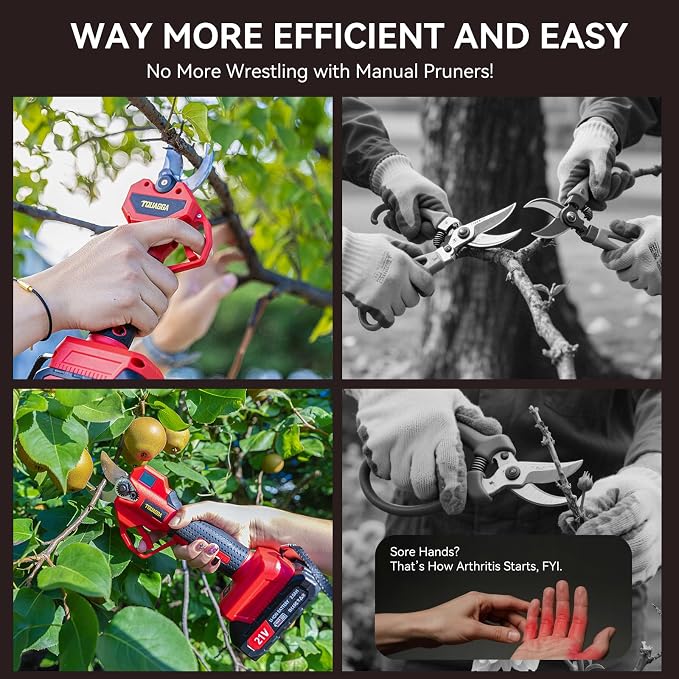 Electric Pruning Shears Cordless 2-in-1 Grafting Tool Kit, 3 Replaceable Cut Blades (Ω/U/V), 2×2000mAh Batteries, LCD Display Power Grafting Tool for Tree Branch Garden (shear)