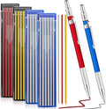Gersoniel 2 Pcs Welders Pencil with 48 PCS Round Refills Mechanical Pencils Metal Welding Marker for Tube Pipe Fitter Welder Steel Construction Woodworking (Red, Silver, Yellow)