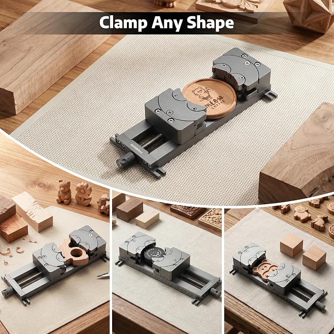 Genmitsu Fractal Vise with 100° Adjustable Jaw for Irregular Shape, 120mm Clamping Range, Dual Fixation Design for Genmitsu & Other CNC Router Machines