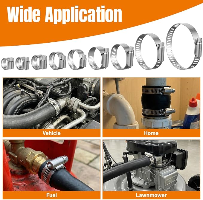 Housolution 250 PCS Pipe Clamps from 1/4" to 2.5" (6-63mm) with Clamp Tool