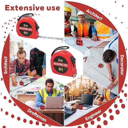 50 Pcs 6 FT Mini Tape Measure Retractable Bulk Small Measuring Tape Pocket Size Measurement Tool for Operation Christmas Items Party Favor Gifts Stuffers for Men (Red)