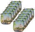 Lunarable Paris Chair Cushion Pads Set 12, Notre Dame de Paris Historical Architecture Heritage Medieval European Building, Anti-Slip Seat Padding for Kitchen & Patio, 16"x16", Green Blue Ivory