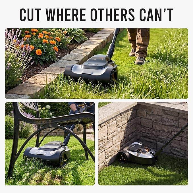 LIGIANT 9'' Cordless Lawn Mower, Lightweight Electric Mower w/6000RPM Brushless Motor, 3-Position Height Adjustment, Safe Tilt 10°–75°, Compact Push Mower for Small Yards & Tight Spaces