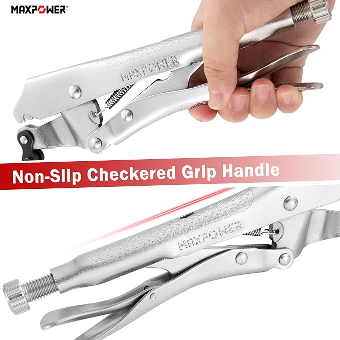 MAXPOWER Locking Chain Clamp, 9-Inch Locking Chain Pliers with 47.2” Chain, 14.2” Diameter, Quick Release