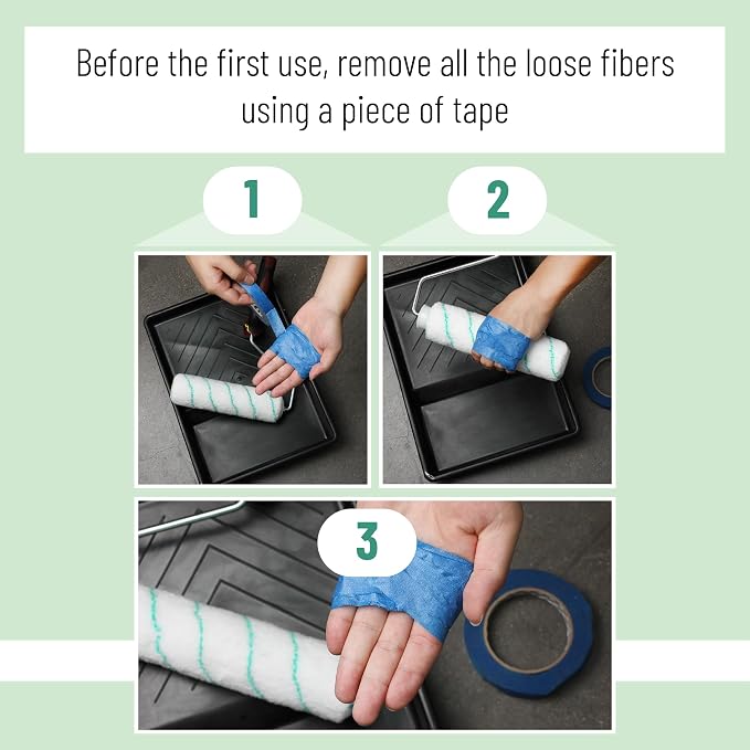 Bates- Paint Roller Covers, 9", 5 Pack, Teal Stripes, Covers for Paint Rollers 9 Inch, 9 Inch Paint Roller Covers, Paint Roller Cover, Paint Roller Covers 9 Inch, Large Paint Roller Covers