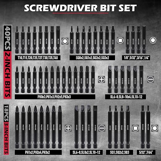 232-Piece Ultimate Screwdriver Bit Set, Cr-V Impact Driver Bit Set Includes Security Bits,Nut Driver, Ratchet Wrench and Bits Holder