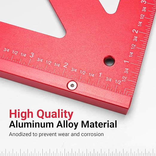 Precision Triangle Square 18 inch, Imperial Scale Framing Square for Precise 90 and 45-Degree Measurement, Aluminum Alloy Architect Ruler for Carpenter