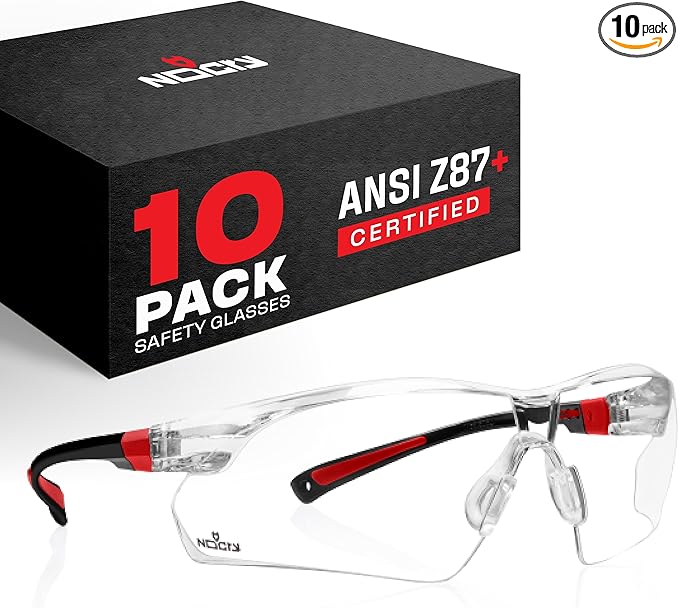 NoCry Clear Safety Glasses for Men and Women with Anti-Fog and Scratch Resistant Wrap Around Lenses, Adjustable Temples and Nose Pads — ANSI Z87 Certified Protective Eyewear with 100% UV Shielding