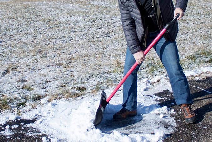 Bully Tools Snow Shovel with Fiberglass D-Grip – Heavy Duty Wide Scoop and Push Shovel for Driveway, High Strength Steel Tool for Snow Removal with Sharp Edge, Sturdy Ergonomic D-Shape Handle - 22inch