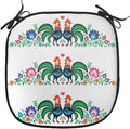 Lunarable Gallus Chair Cushion Pad, Roosters Polish Culture Slavic European Classics Art, Seat Padding for Kitchen & Patio with Anti-Slip Backing, 16"x16", Orange Green Pink