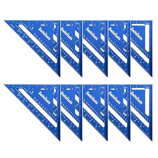 10 Pack 7 Inch Aluminum Alloy Rafter Square, Triangle Carpenter Square Layout Tool for Woodworking and Carpentry