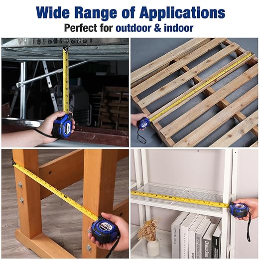 WORKPRO 25FT Auto-Lock Tape Measure, 1/8 Fractions Easy Read Measuring Tape, Double Retract Measurement Tape Accuracy 1/32 for Engineer,with Magnetic Hook, Rubber Protective Casing