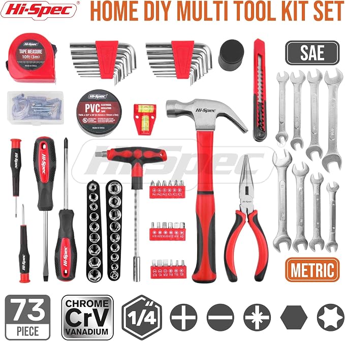 Hi-Spec Home and Garage Tool Kit Household and Auto Repair Tools Pliers
