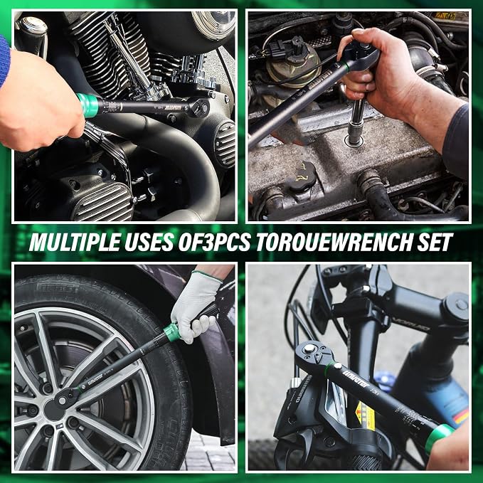 Torque Wrench Set 5-45ft lb(3/8),15-165Ft.lb, with 15PCS Hex Sockets, Spark Plug, Extensions for Automotive, Motorcycle, Industrial Maintenance