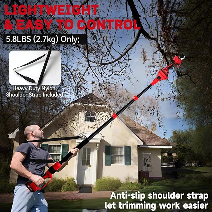 2-in-1 Electric Pruning Shear for Milwaukee M18 18V Battery, 1.5" Cutting Diameter Cordless Power Pruner with 14.7FT Reach Extension Pole, Brushless Motor Pruner for High Branch Trimming(Tool Only)