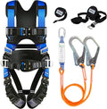 DIJJIG Safety Harness Fall Protection Kit with Shock Absorbing Lanyard | Safety Straps Upgrade Quick Buckles, Roofing Harness Construction Harness Para Construccion ANSI Compliant Blue