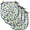 Lunarable Geometric Chair Cushion Pads Set of 4, Abstract Patterns Triangles Geometry in Contrasting Colors, Anti-Slip Seat Padding for Kitchen & Patio, 16"x16", Avocado Green Pale Blue