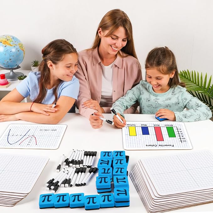 25 Pack Double-Sided Dry Erase Graph Lap Boards - 12''x9'', Class Set of Individual Classroom Whiteboards for Students, XY Axis Graphing Lap Board, Math Teacher Supplies for Classroom - Simply Magic