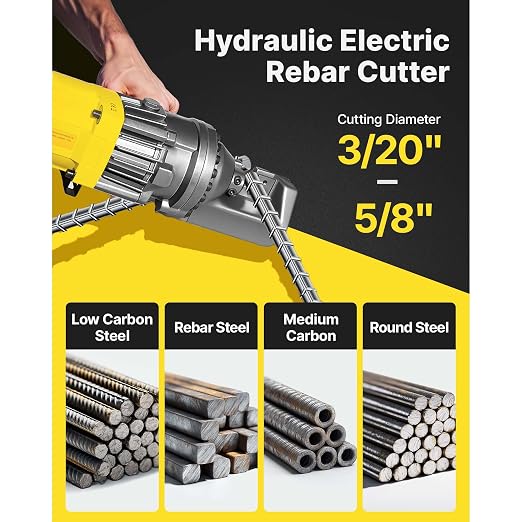 Happybuy Electric Hydraulic Rebar Cutter 900W RC-16 110V - Portable, Cuts #5 4-16mm Rebar in 3 Seconds, with Stainless Steel Carry Case