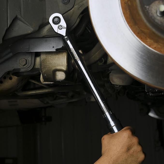 EPAuto 1/2-Inch Spring-Loaded Ring Locking Torque Wrench, High-Contrast Scale, and Click Alert, with Dual Direction Adjustment, 10~150 ft-lb, Cr-V