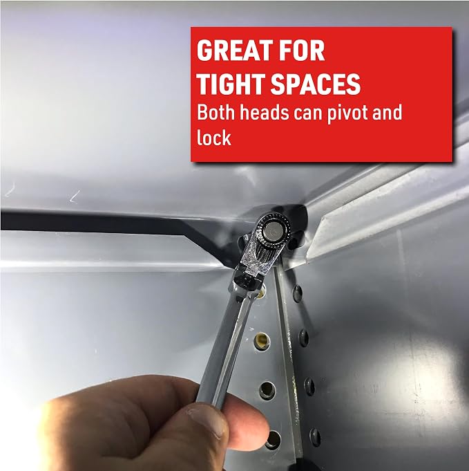 EZRED 4S12L 12-inch Chrome Quarter Stick With Locking Flex Heads, Combination 1/4" Square Drive & Magnetic Bit Drive