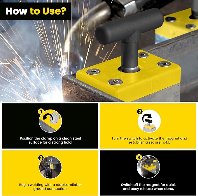 Magswitch MagSquare 600 Magnetic Welding Square Base Clamp Holder for Welding Kit, Tools, Supplies and Accessories, Magnet Switch with On/Off Capabilities, 600 lb Holding Force